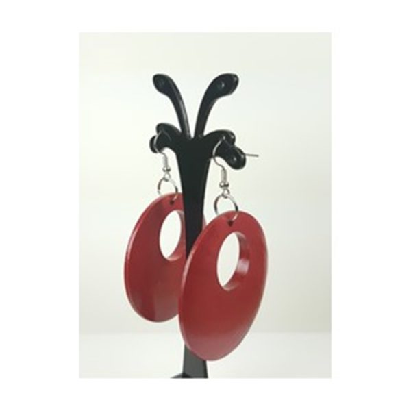 Wooden Hoop Earrings (Cherry Red)