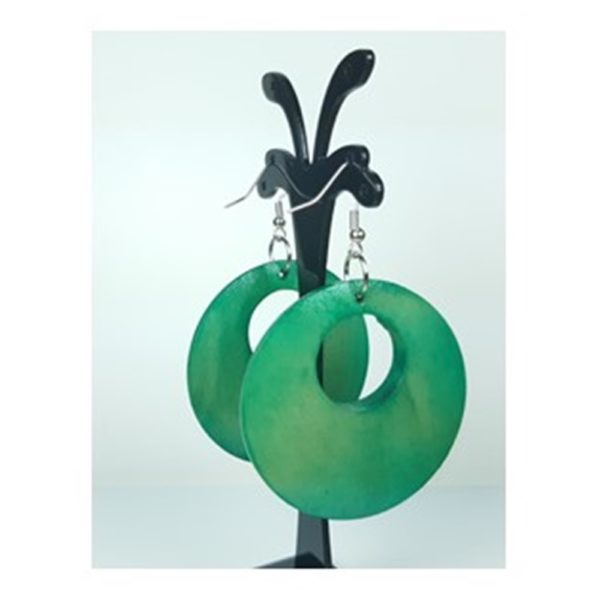 Wooden Hoop Earrings (Green)