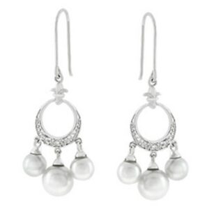 Triple Pearl Chandelier Earrings