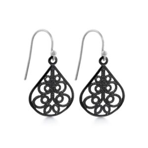 Black Filigree Teardrop Earrings