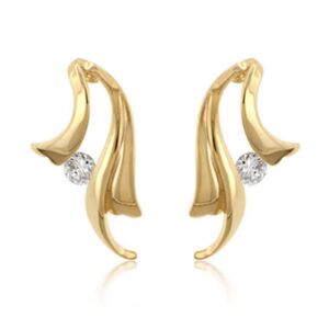 Single CZ Winged Earrings