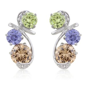 Triple Gemstone CZ Earrings
