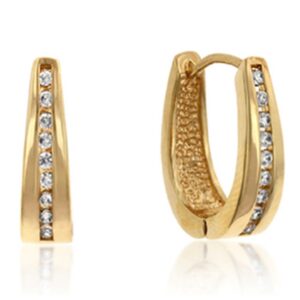 Elegant Gold Tone CZ Hoop Earrings