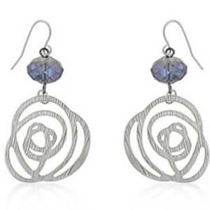 Textured Silver Filigree Earrings with Stone