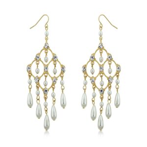 Pearl and Crystal Chandelier Earrings