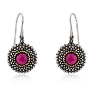 Textured Red Crystal Earrings