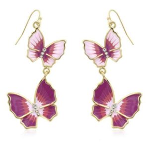 Pink Stacked Garden Butterfly Earrings