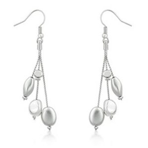Silver Tone Bead Drop Earrings