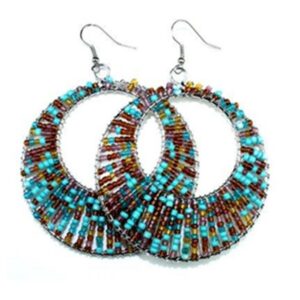 Turquoise Beaded Hoop Earrings