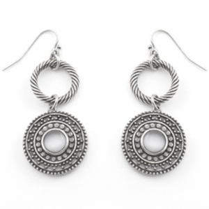 Antique Silver Hoop Drop Earrings