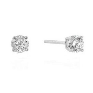 Round Cut CZ Stud Earrings (Silver)