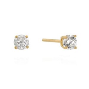 Round Cut CZ Stud Earrings (Gold)