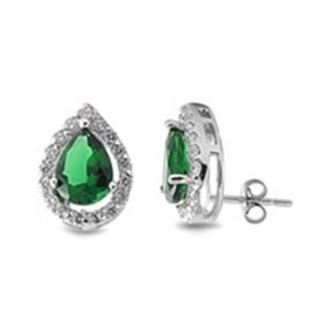 Emerald Pear Shaped Stud Earrings