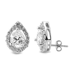 Clear Pear Shaped Stud Earrings