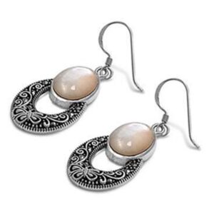 Silver Mother of Pearl Marcasite Earrings