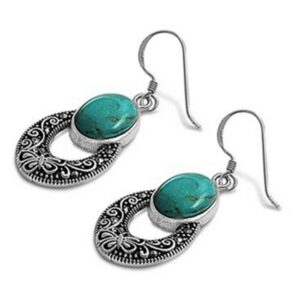 Silver Marcasite Earrings (Green)
