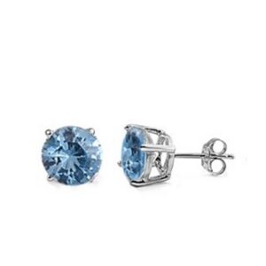 5MM Aquamarine Stud Earrings