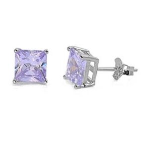 7MM Lavender CZ Stud Earrings