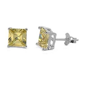 7MM Peridot CZ Stud Earrings