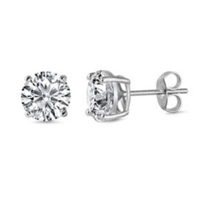 7MM Clear Round CZ Stud Earrings