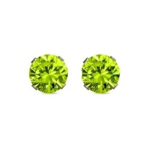 Peridot Round CZ Stud Earrings
