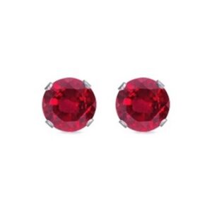 Ruby Round CZ Stud Earrings