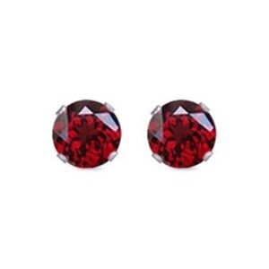 Garnet Round CZ Stud Earrings