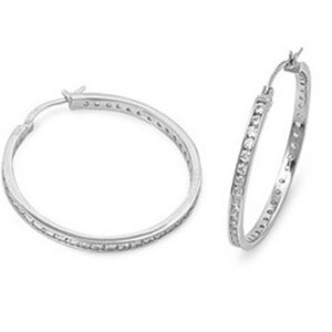 Silver CZ Hoop Earrings