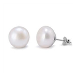 Silver Pearl Stud Earrings