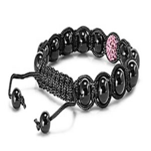 Black Bead Bracelet W/ Lavender Stone