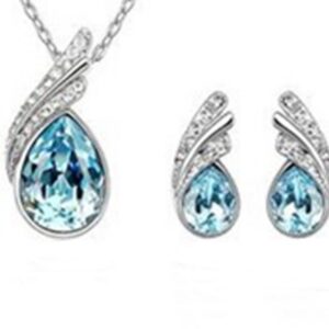 Silver & Aquamarine Earring & Necklace Set
