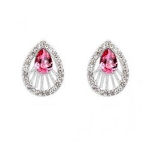 Pear Shaped Crystal Earrings (Pink)