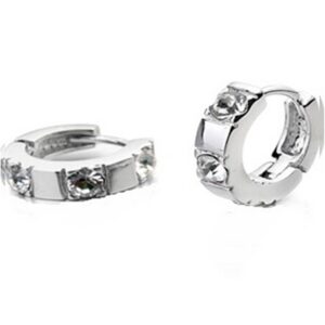 Silver and Crystal Huggie Earrings