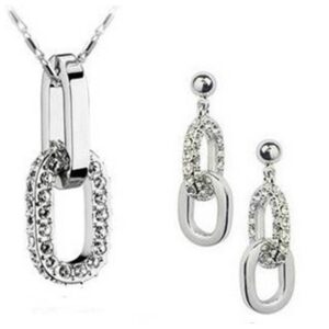 Silver Link Necklace and Earring Set