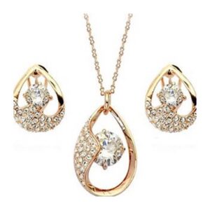 Gold Teardrop Necklace and Earring Set
