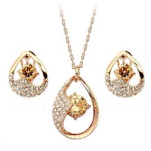 Gold Teardrop Earring & Necklace Set
