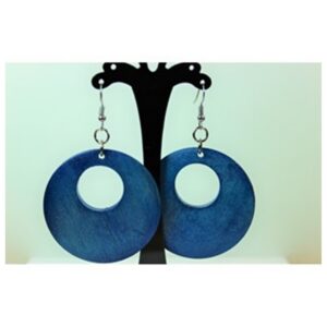 Wooden Hoop Earrings (Royal Blue)