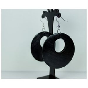 Wooden Hoop Earrings (Black)