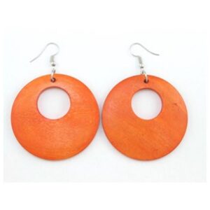 Wooden Hoop Earrings (Orange)