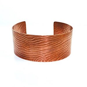 Copper Cuff Bracelet with Wood Grain Design