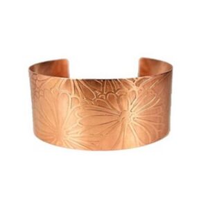 Copper Cuff Bracelet with Flower Design